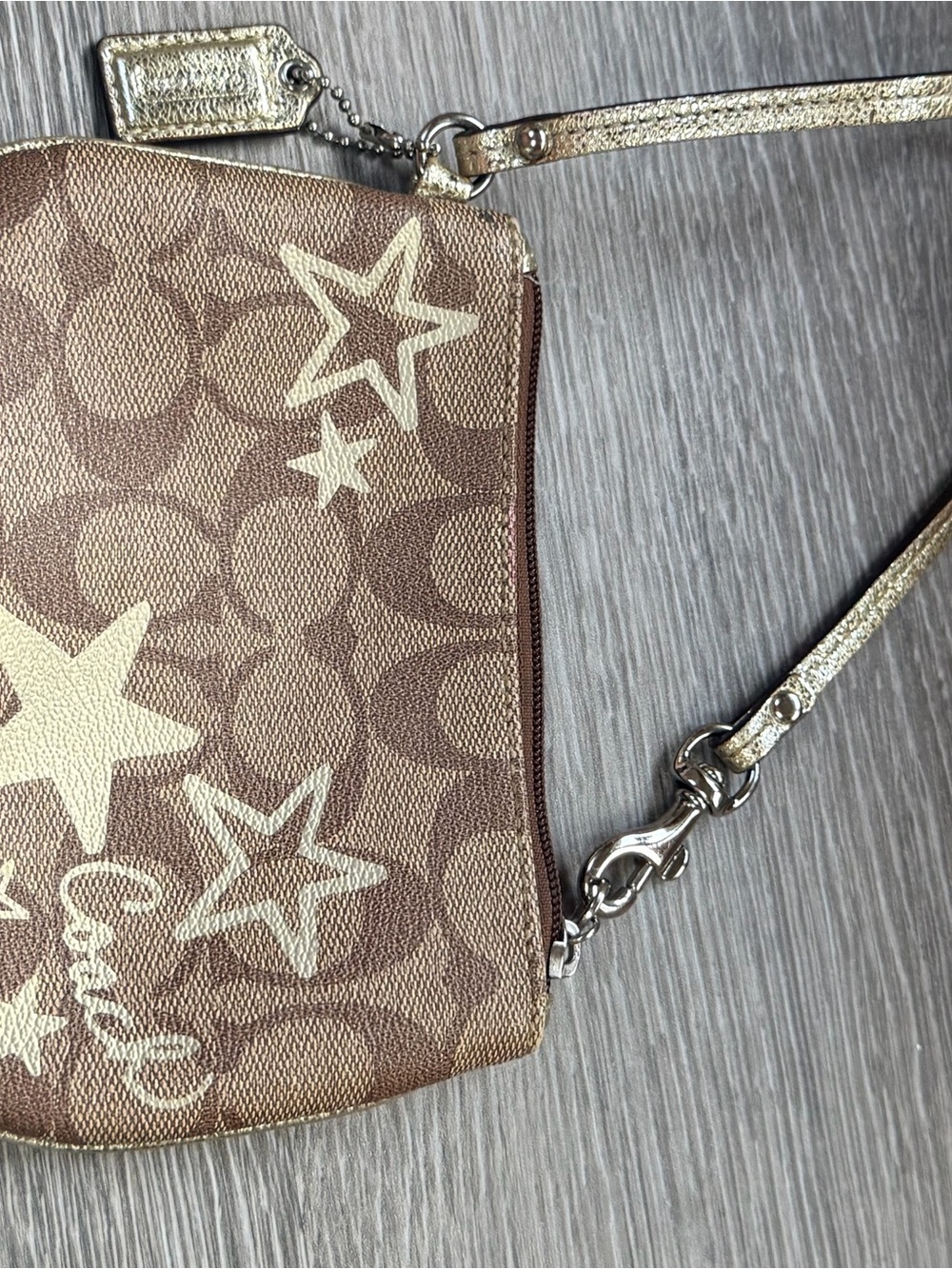 Coach Brown Signature Star Crossbody with Gold Accents